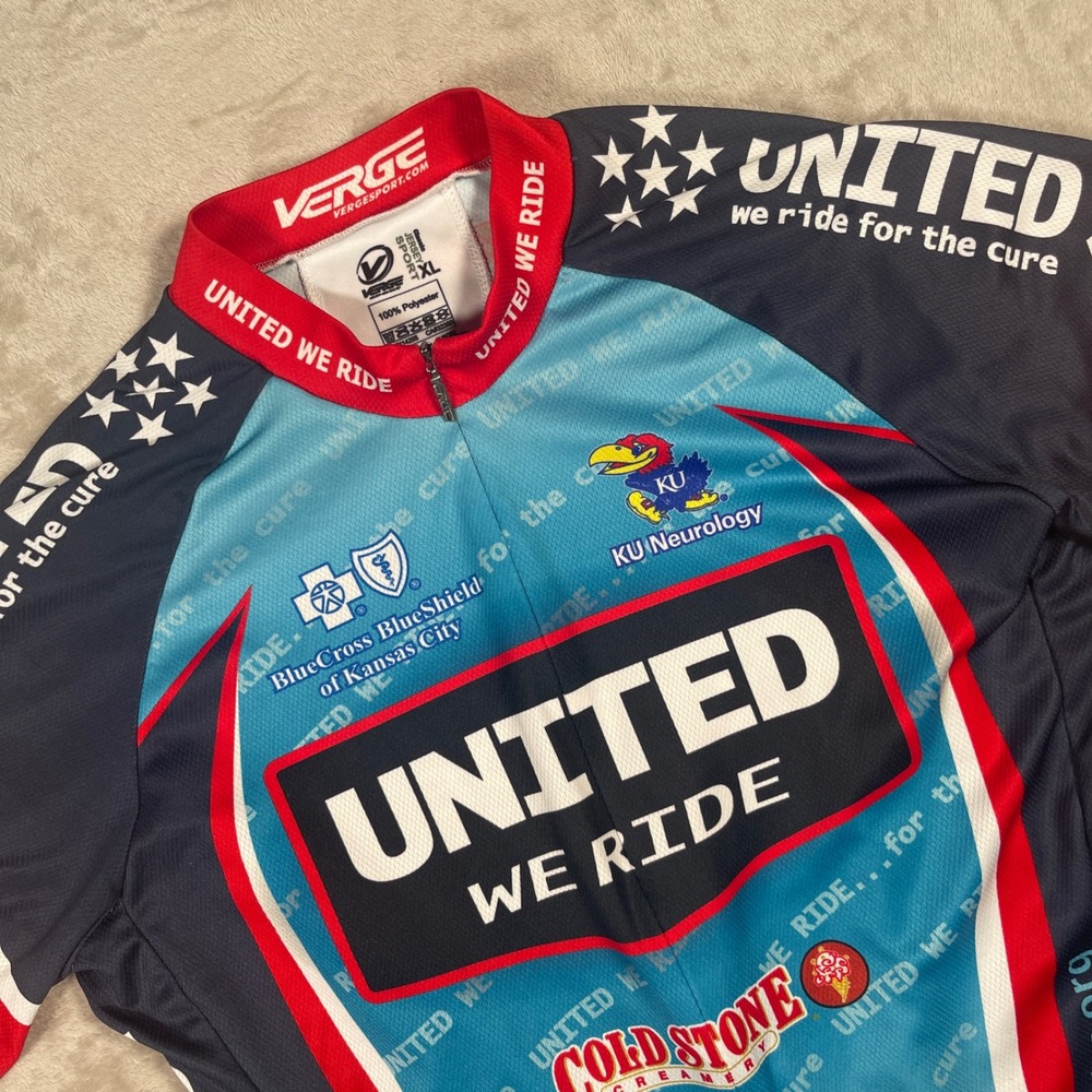 Verge Sport Cycling Jersey United We Ride Mens XL Multi-Color Short Sleeve Zip